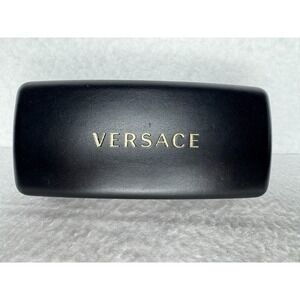 New VERSACE Black Leather Large Hard Glasses Case CASE ONLY
